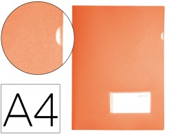 Carpeta dossier uñero Liderpapel A4 naranja flúor solapa y tarjetero 300 g/m²